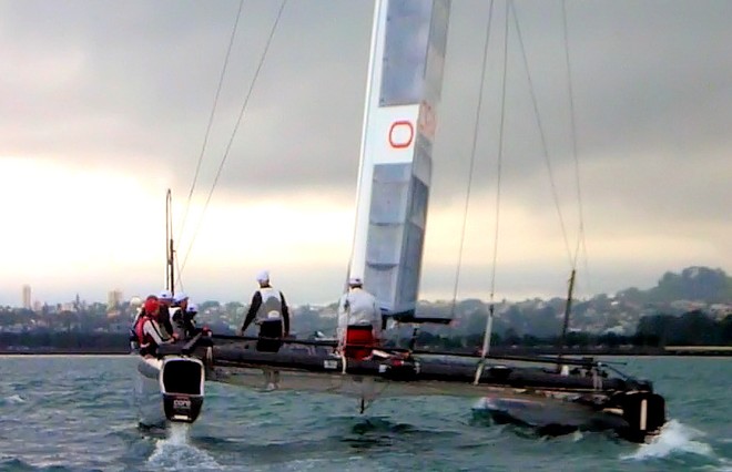 Tim Adair takes the AC45 helm © Tim Adair